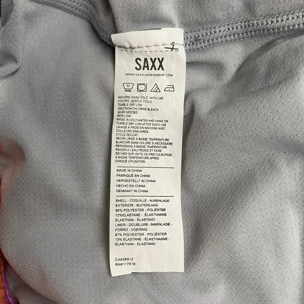 SAXX Betawave 2N1 Board Shorts 32 Striped Swim Trunks BallPark Pouch Stretch